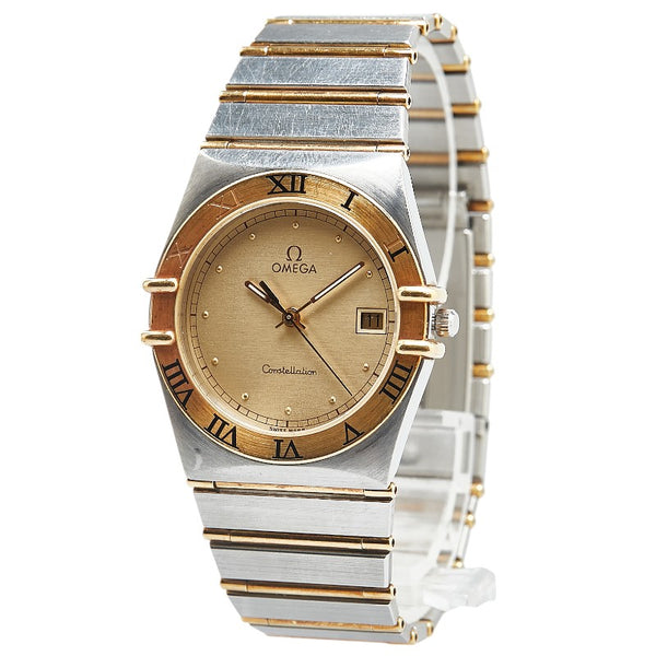 オメガ コンステレーション 腕時計 クオーツ ゴールド文字盤 ステンレススチール メッキ レディース OMEGA 【中古】