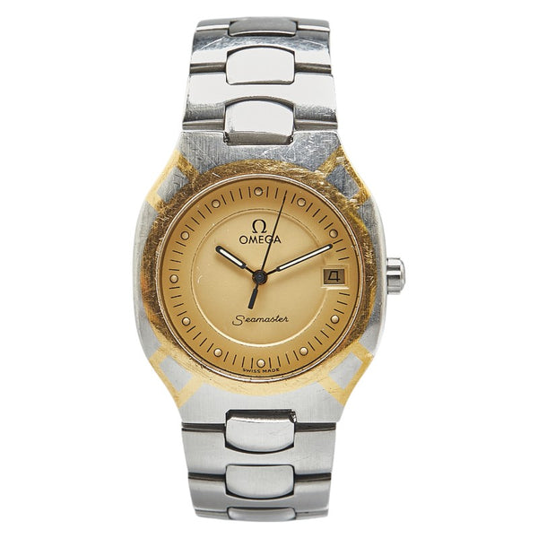 オメガ シーマスター ポラリス 腕時計 クオーツ ゴールド文字盤 ステンレススチール イエローゴールド レディース OMEGA 【中古】
