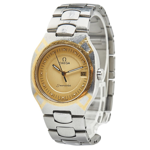オメガ シーマスター ポラリス 腕時計 クオーツ ゴールド文字盤 ステンレススチール イエローゴールド レディース OMEGA 【中古】