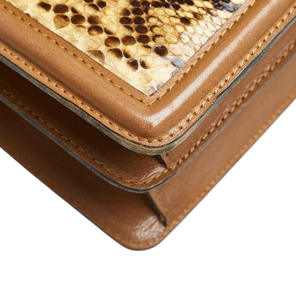 サンローラン パイソン型押し ワンショルダーバッグ ブラウン レザー レディース SAINT LAURENT 【中古】