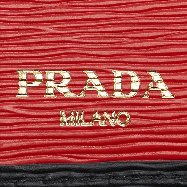 プラダ L字ファスナー 二つ折り財布 IML018 ブラック レザー レディース PRADA 【中古】