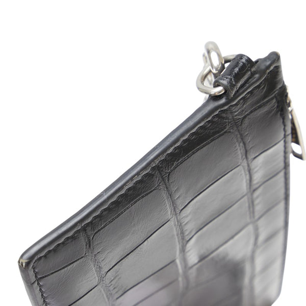 バレンシアガ クロコ型押し カードケース コインケース フラグメントケース 671719 ブラック レザー レディース BALENCIAGA 【中古】