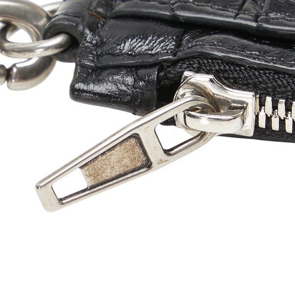 バレンシアガ クロコ型押し カードケース コインケース フラグメントケース 671719 ブラック レザー レディース BALENCIAGA 【中古】