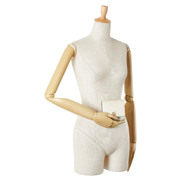 グッチ GGスプリーム GGマーモント 二つ折り財布 598587 ベージュ ホワイト PVC レザー レディース GUCCI 【中古】