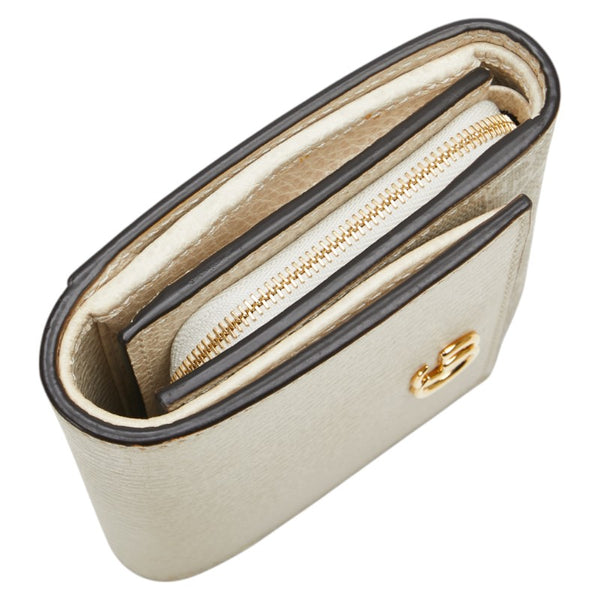 グッチ GGスプリーム GGマーモント 二つ折り財布 598587 ベージュ ホワイト PVC レザー レディース GUCCI 【中古】
