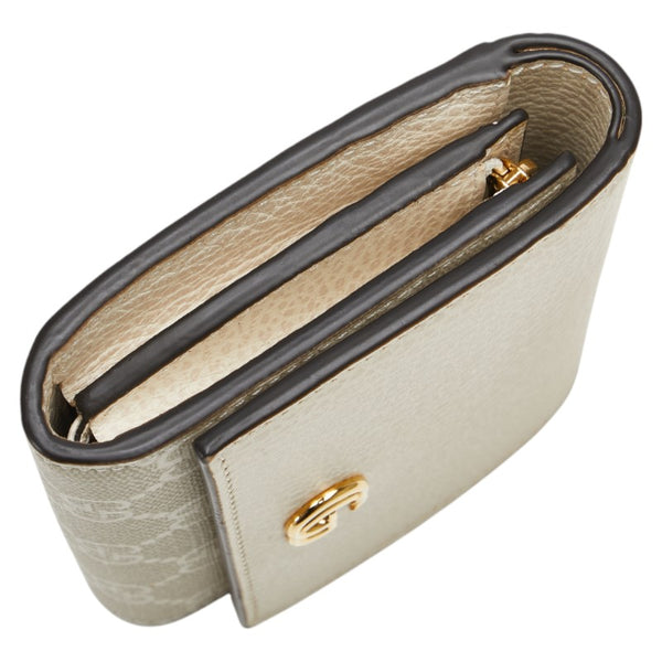 グッチ GGスプリーム GGマーモント 二つ折り財布 598587 ベージュ ホワイト PVC レザー レディース GUCCI 【中古】