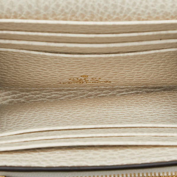 グッチ GGスプリーム GGマーモント 二つ折り財布 598587 ベージュ ホワイト PVC レザー レディース GUCCI 【中古】