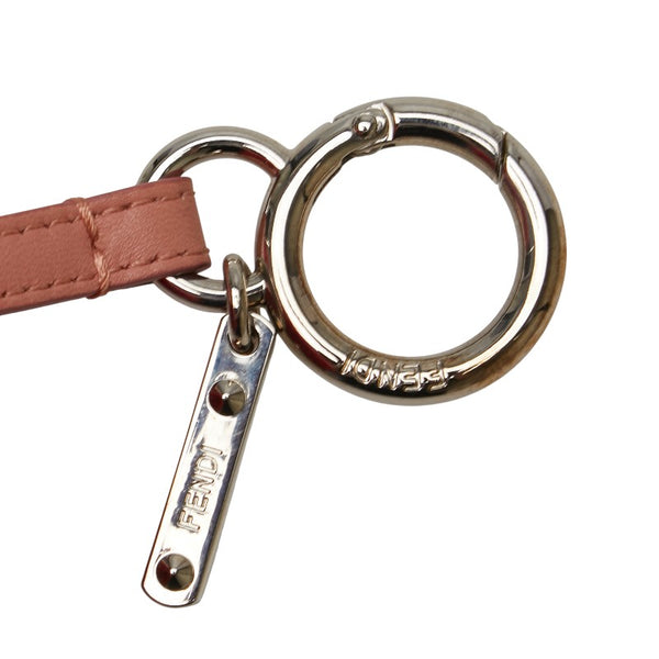 フェンディ ポンポンチャーム バッグチャーム キーホルダー レッド ピンク ファー レザー レディース FENDI 【中古】