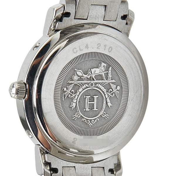 エルメス クリッパー 腕時計 CL4.210 クオーツ オレンジ文字盤 ステンレススチール レディース HERMES 【中古】