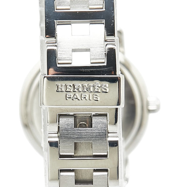 エルメス クリッパー 腕時計 CL4.210 クオーツ オレンジ文字盤 ステンレススチール レディース HERMES 【中古】