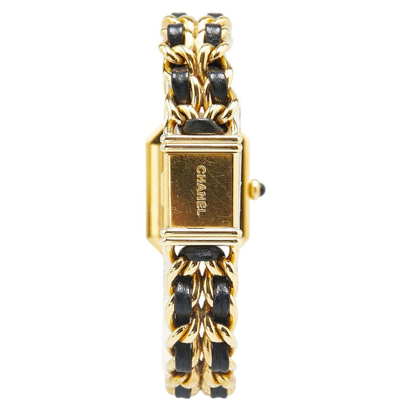 シャネル プルミエール 腕時計 H0001 クオーツ ブラック文字盤 メッキ レザー レディース CHANEL 【中古】