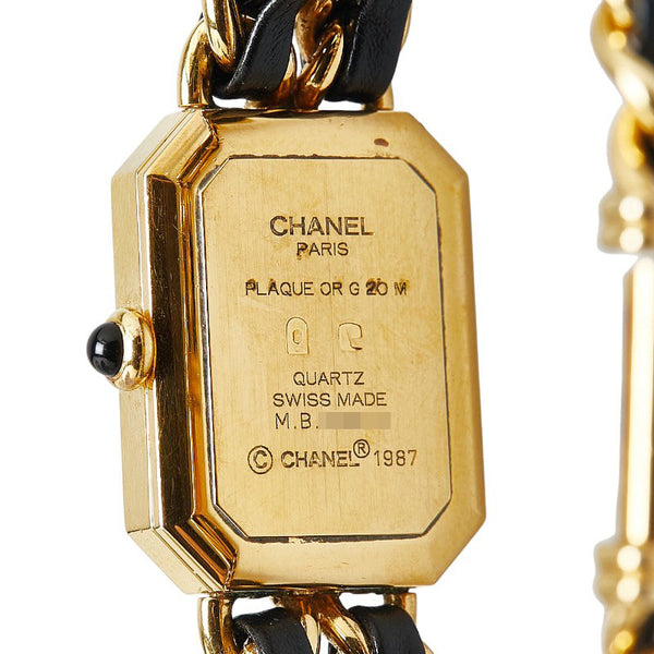 シャネル プルミエール 腕時計 H0001 クオーツ ブラック文字盤 メッキ レザー レディース CHANEL 【中古】