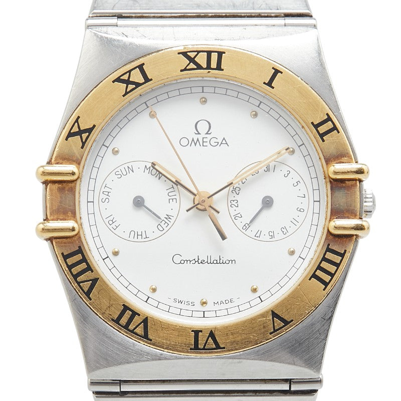 オメガ コンステレーション 腕時計 クオーツ ホワイト文字盤 ステンレススチール イエローゴールド メンズ OMEGA 【中古】
