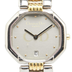 ディオール オクタゴン 腕時計 D48 203 クオーツ グレー文字盤 ステンレススチール メッキ レディース Dior 【中古】