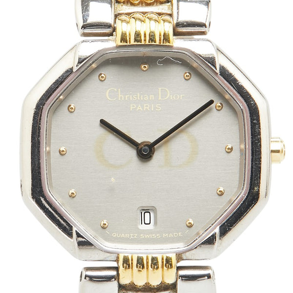 ディオール オクタゴン 腕時計 D48 203 クオーツ グレー文字盤 ステンレススチール メッキ レディース Dior 【中古】