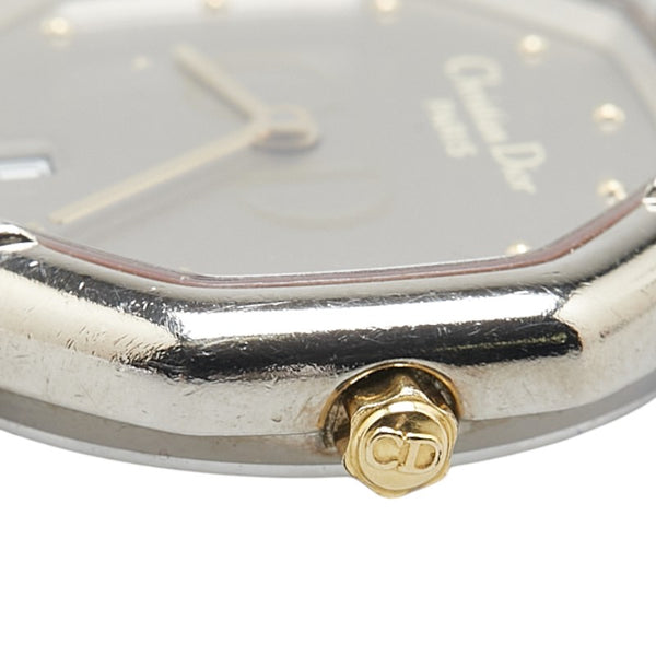 ディオール オクタゴン 腕時計 D48 203 クオーツ グレー文字盤 ステンレススチール メッキ レディース Dior 【中古】