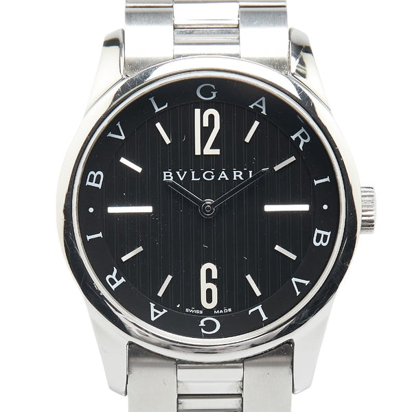 ブルガリ ソロテンポ 腕時計 ST37S クオーツ ブラック文字盤 ステンレススチール メンズ BVLGARI 【中古】