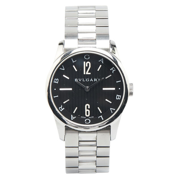 ブルガリ ソロテンポ 腕時計 ST37S クオーツ ブラック文字盤 ステンレススチール メンズ BVLGARI 【中古】