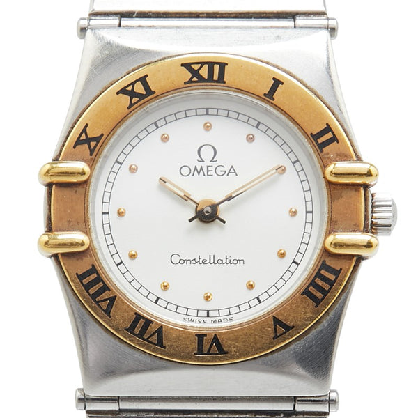 オメガ コンステレーション 腕時計 クオーツ ホワイト文字盤 ステンレススチール イエローゴールド レディース OMEGA 【中古】