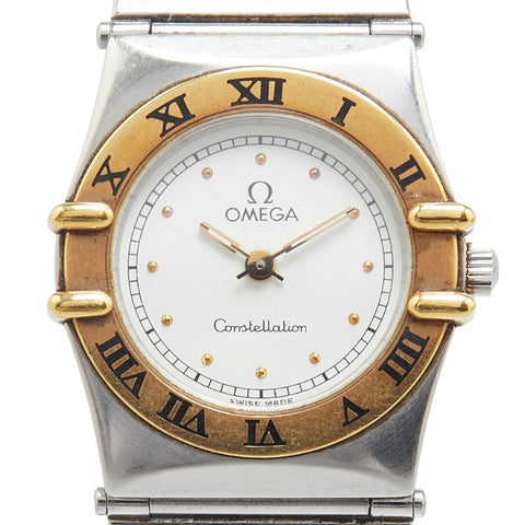 オメガ コンステレーション 腕時計 クオーツ ホワイト文字盤 ステンレススチール イエローゴールド レディース OMEGA 【中古】