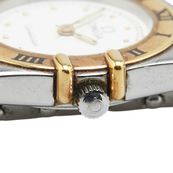 オメガ コンステレーション 腕時計 クオーツ ホワイト文字盤 ステンレススチール イエローゴールド レディース OMEGA 【中古】