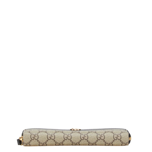 グッチ GGスプリーム ダブルG バイカラー 長財布 ラウンドファスナー 456117 ベージュ ブラック PVC レザー レディース GUCCI 【中古】