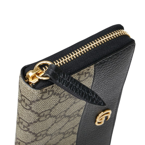 グッチ GGスプリーム ダブルG バイカラー 長財布 ラウンドファスナー 456117 ベージュ ブラック PVC レザー レディース GUCCI 【中古】