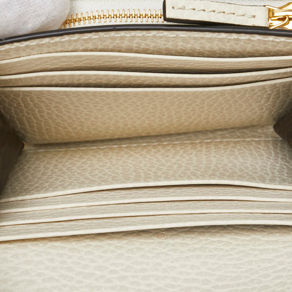 グッチ GGスプリーム ダブルG ミディアム ウォレット 二つ折り財布 598587 ベージュ ホワイト PVC レザー レディース GUCCI 【中古】