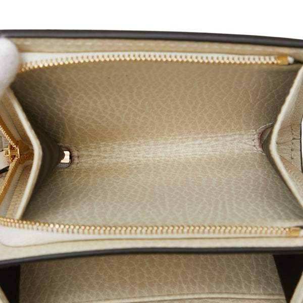 グッチ GGスプリーム ダブルG ミディアム ウォレット 二つ折り財布 598587 ベージュ ホワイト PVC レザー レディース GUCCI 【中古】