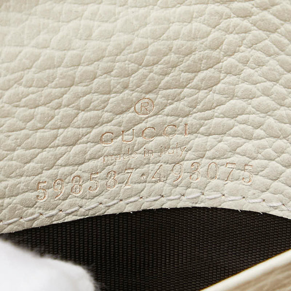 グッチ GGスプリーム ダブルG ミディアム ウォレット 二つ折り財布 598587 ベージュ ホワイト PVC レザー レディース GUCCI 【中古】
