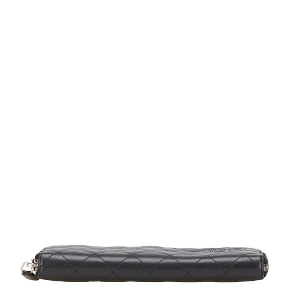 シャネル シンプリーCC ココマーク 長財布 ラウンドファスナー ブラック ラムスキン エナメル レディース CHANEL 【中古】