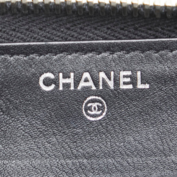シャネル シンプリーCC ココマーク 長財布 ラウンドファスナー ブラック ラムスキン エナメル レディース CHANEL 【中古】