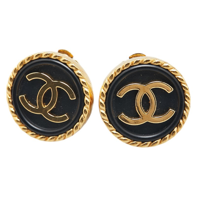 シャネル ココマーク イヤリング ゴールド ブラック メッキ プラスチック レディース CHANEL 【中古】