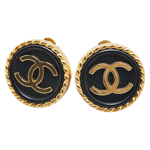 シャネル ココマーク イヤリング ゴールド ブラック メッキ プラスチック レディース CHANEL 【中古】