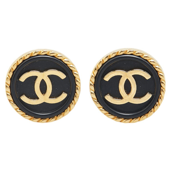 シャネル ココマーク イヤリング ゴールド ブラック メッキ プラスチック レディース CHANEL 【中古】