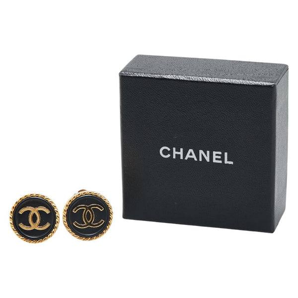 シャネル ココマーク イヤリング ゴールド ブラック メッキ プラスチック レディース CHANEL 【中古】