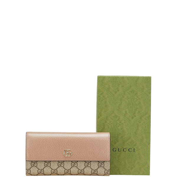 グッチ GGスプリーム GGマーモント 長財布 コンチネンタルウォレット 456116 ベージュ PVC レザー レディース GUCCI 【中古】