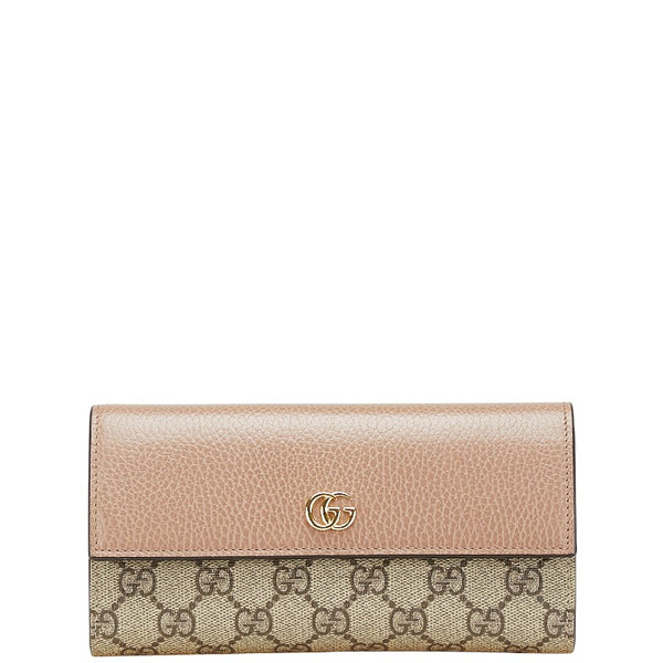 グッチ GGスプリーム GGマーモント 長財布 コンチネンタルウォレット 456116 ベージュ PVC レザー レディース GUCCI 【中古】