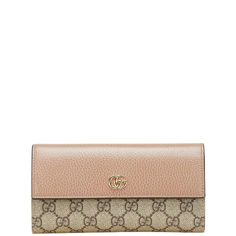 グッチ GGスプリーム GGマーモント 長財布 コンチネンタルウォレット 456116 ベージュ PVC レザー レディース GUCCI 【中古】