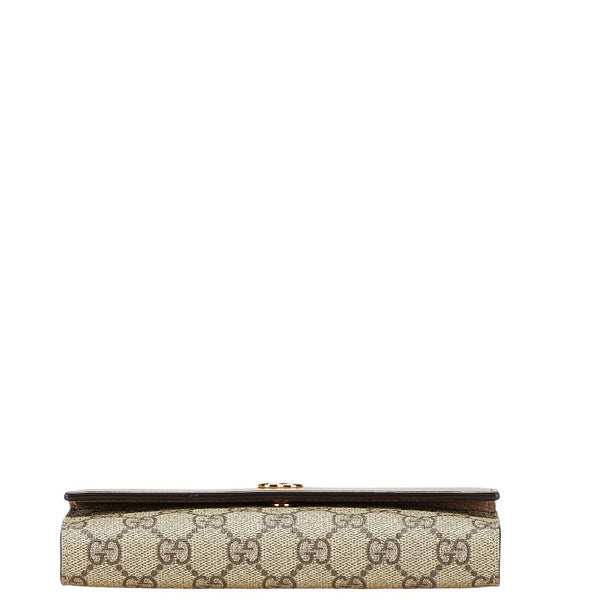 グッチ GGスプリーム GGマーモント 長財布 コンチネンタルウォレット 456116 ベージュ PVC レザー レディース GUCCI 【中古】