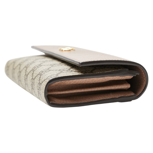 グッチ GGスプリーム GGマーモント 長財布 コンチネンタルウォレット 456116 ベージュ PVC レザー レディース GUCCI 【中古】