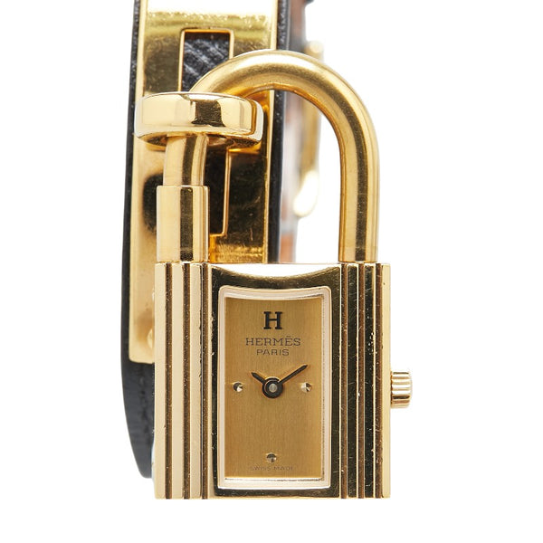 エルメス ケリーウォッチ 腕時計 クオーツ ゴールド文字盤 ステンレススチール レザー レディース HERMES 【中古】