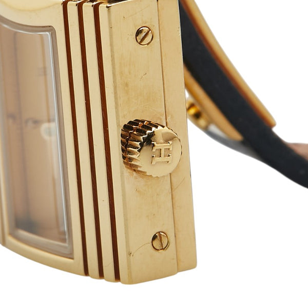 エルメス ケリーウォッチ 腕時計 クオーツ ゴールド文字盤 ステンレススチール レザー レディース HERMES 【中古】