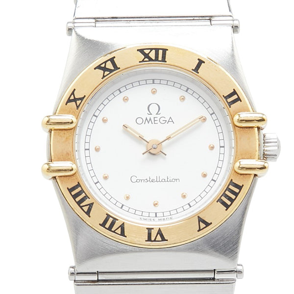 オメガ コンステレーション 腕時計 クオーツ ホワイト文字盤 ステンレススチール イエローゴールド レディース OMEGA 【中古】
