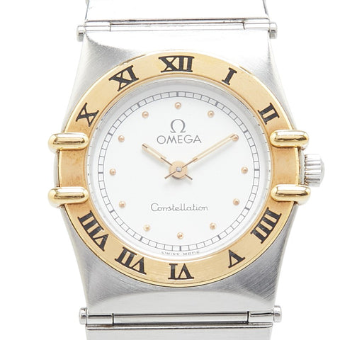 オメガ コンステレーション 腕時計 クオーツ ホワイト文字盤 ステンレススチール イエローゴールド レディース OMEGA 【中古】