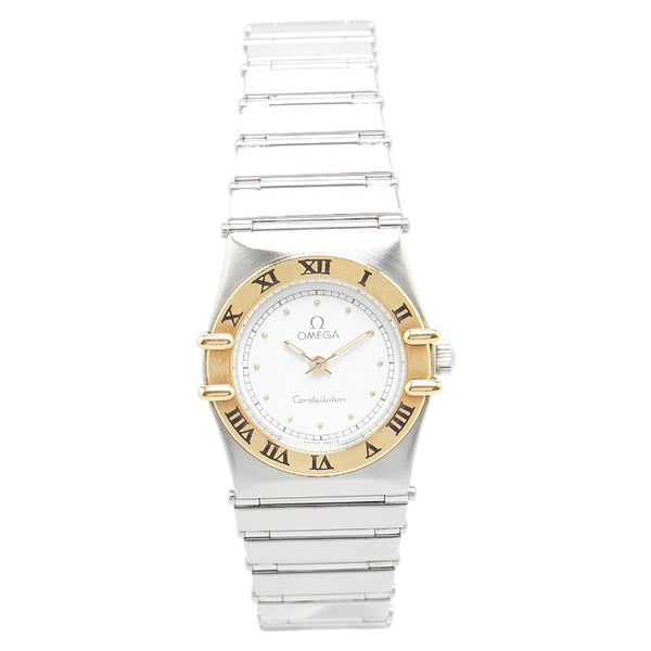 オメガ コンステレーション 腕時計 クオーツ ホワイト文字盤 ステンレススチール イエローゴールド レディース OMEGA 【中古】