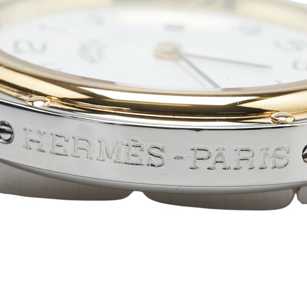 エルメス クリッパー 腕時計 クオーツ ホワイト文字盤 ステンレススチール メッキ レディース HERMES 【中古】