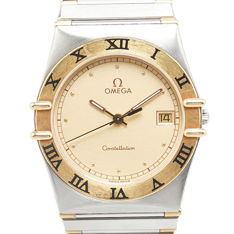 オメガ コンステレーション 腕時計 クオーツ ゴールド文字盤 ステンレススチール イエローゴールド メンズ OMEGA 【中古】