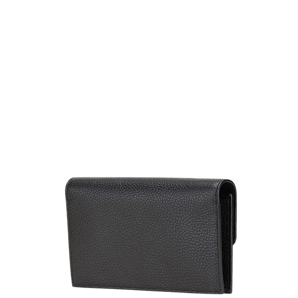 グッチ インターロッキングG チェーンウォレット ショルダーバッグ 510314 ブラック ゴールド レザー レディース GUCCI 【中古】