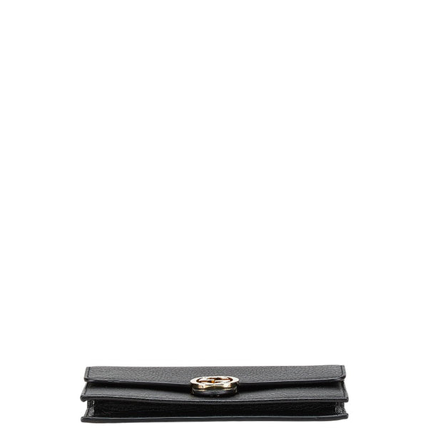 グッチ インターロッキングG チェーンウォレット ショルダーバッグ 510314 ブラック ゴールド レザー レディース GUCCI 【中古】